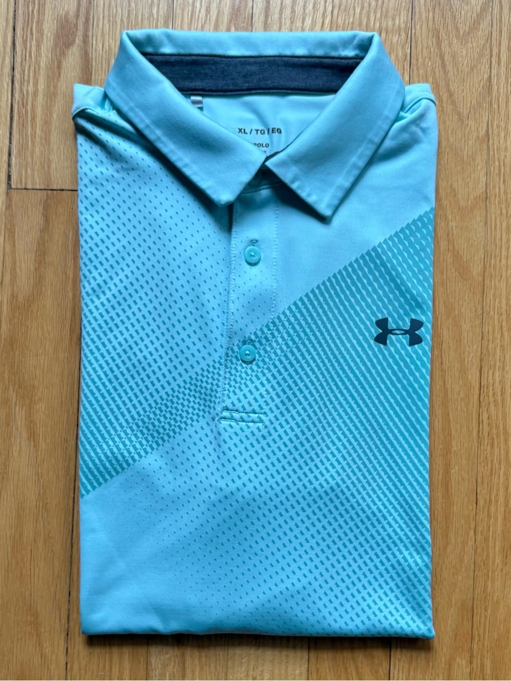 Under Armour Mens Short Sleeve Performance Polo XL Light Blue Unique Pattern